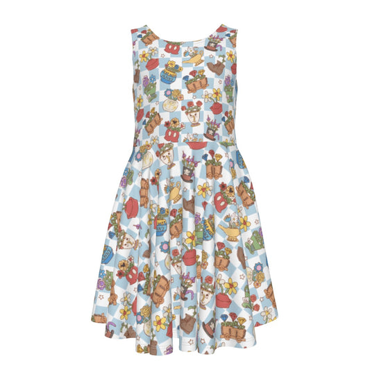 Flourishing Fairytale Pots - Kid's Sleeveless Skater Dress