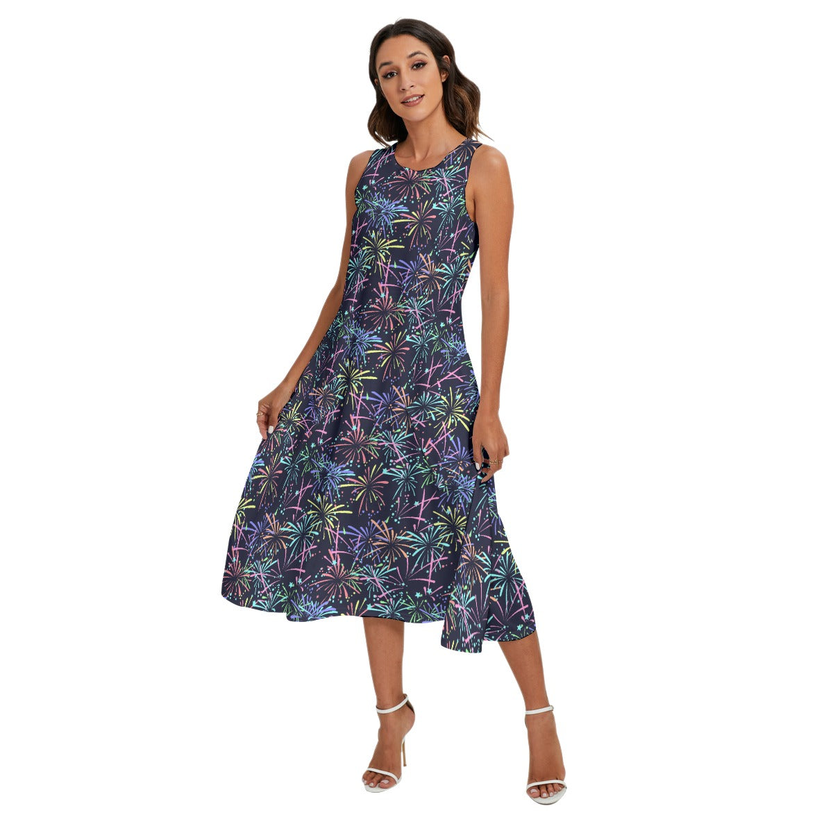 Fireworks - Women’s Diagonal Pocket Midi Dress