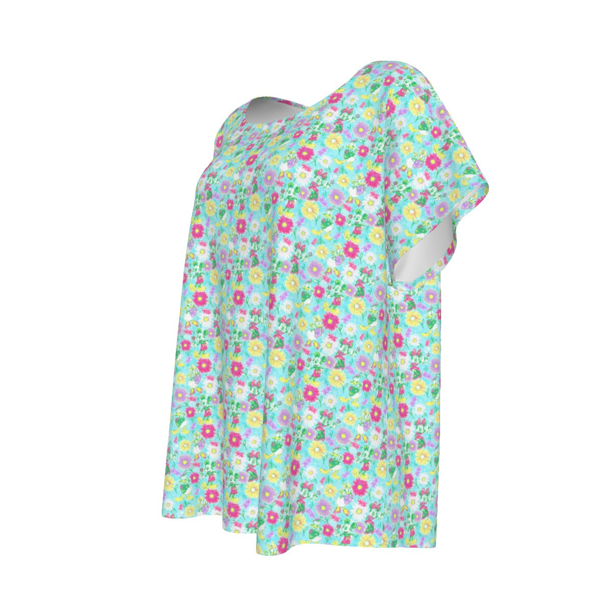 Neon Spring Floral Friendsends - Women’s Relaxed Fit Scoop Tee