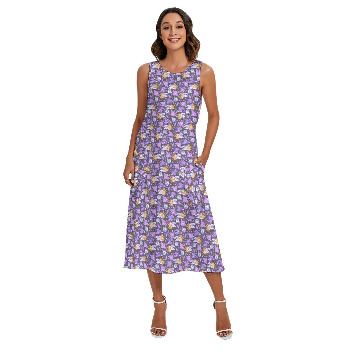 Mystical Manta Rays - Women’s Diagonal Pocket Midi Dress