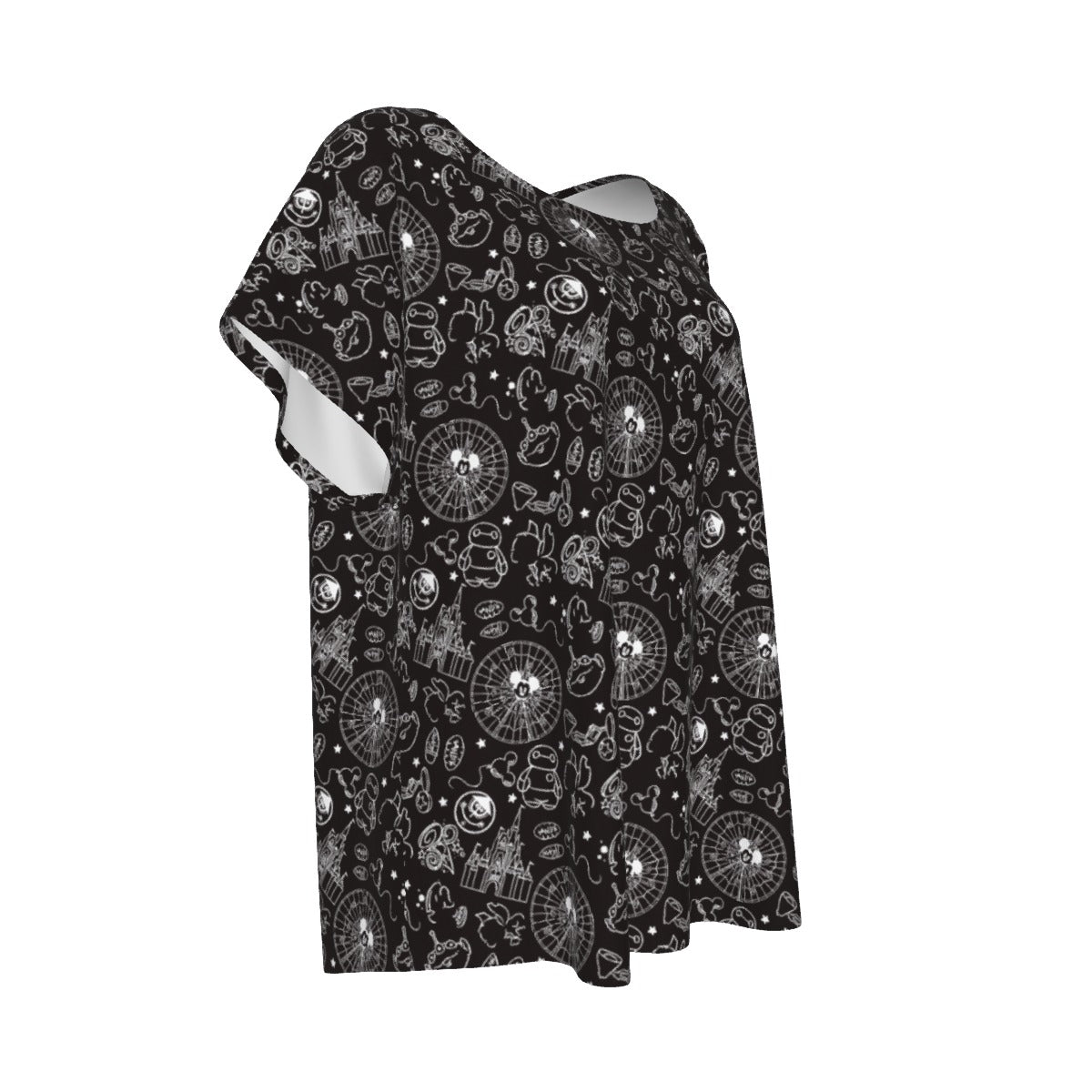 Monochrome Theme Park Icons - Women’s Relaxed Fit Scoop Tee