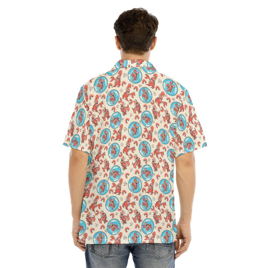 Joyful Crab by the Sea - Men's Hawaiian Button Up Shirt