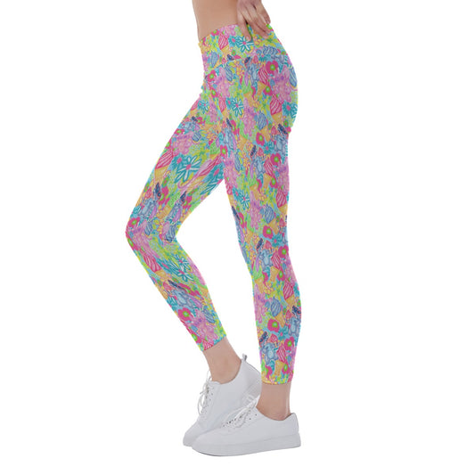 Neon Floral Summer Vibesngel - Women's Yoga Leggings
