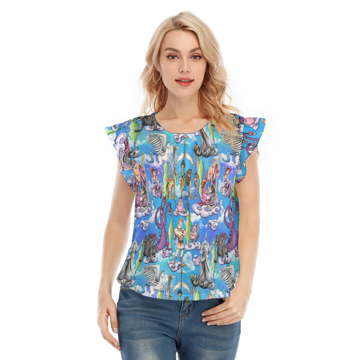 Mythic Hero Chaos Clouds - Women’s Flutter Sleeve Top