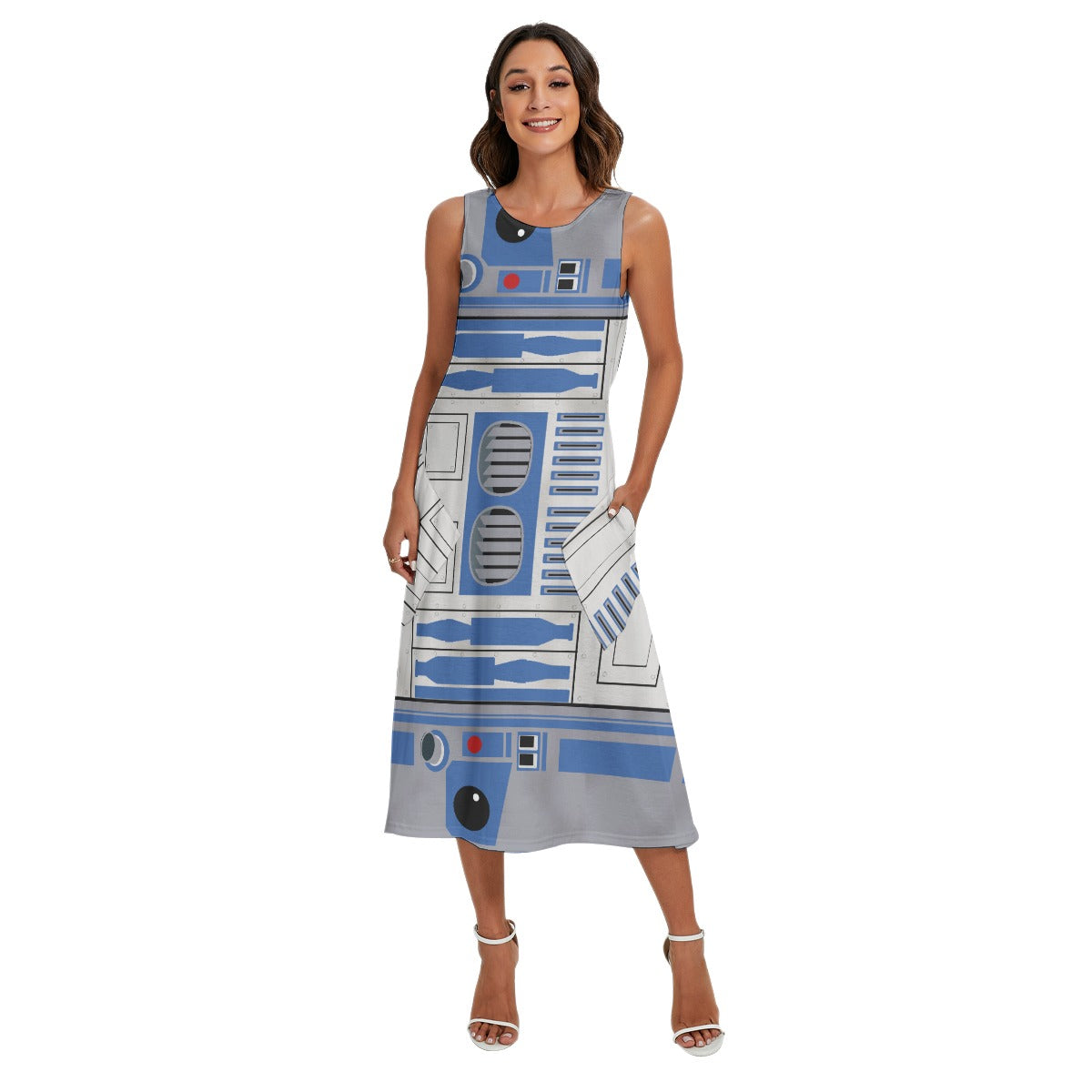 Little Blue Droid - Women’s Diagonal Pocket Midi Dress