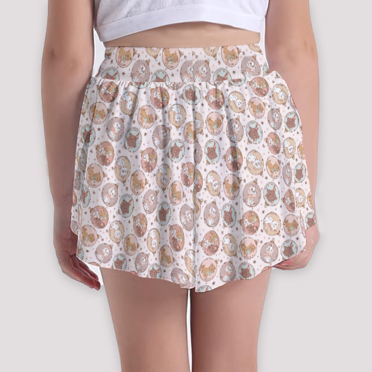 Festive Feline Baublescats - Girls’ Flowy Pocket Shorts
