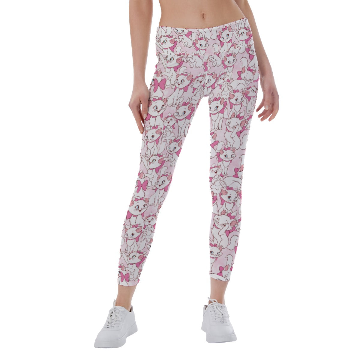 Sweet Kitten with Pink Bow - Women's Yoga Leggings