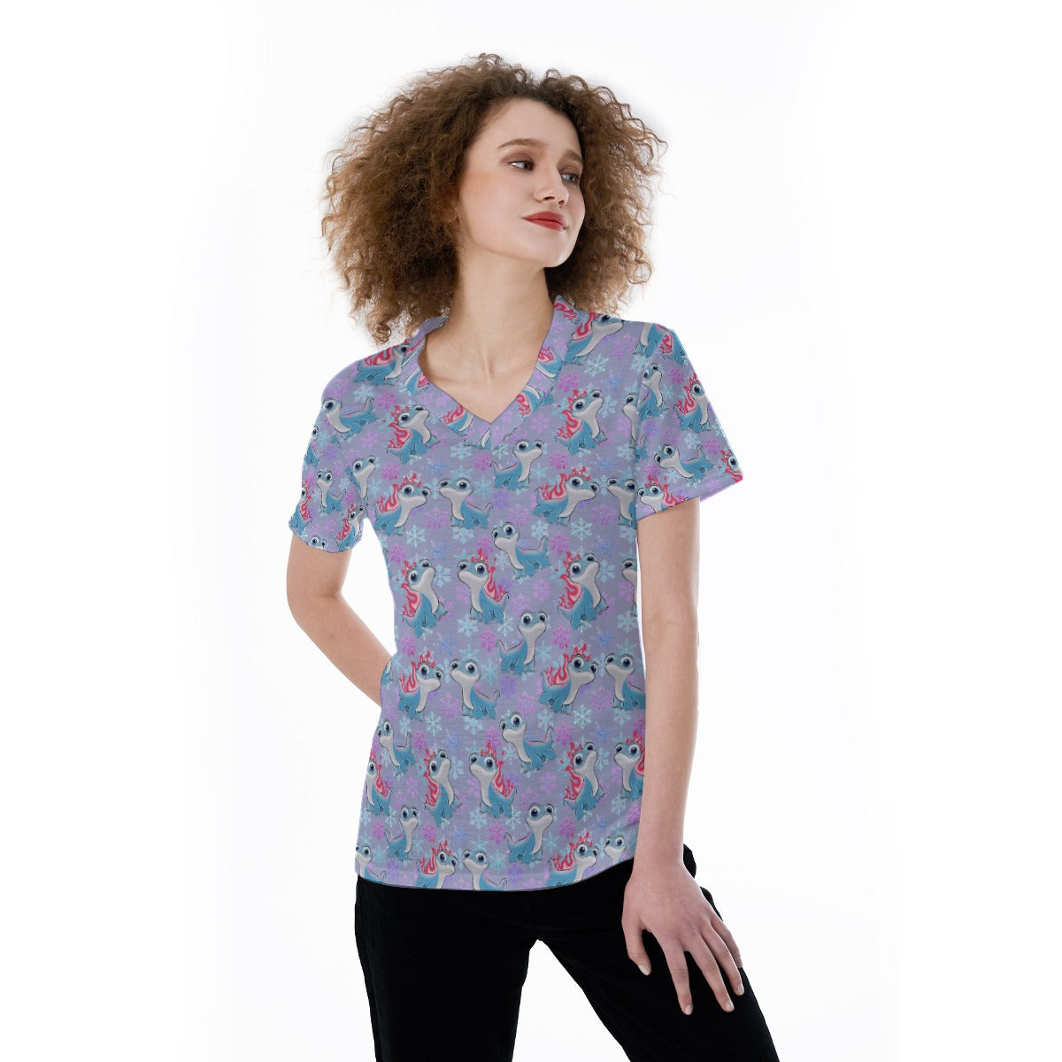 Bruni the Fire Spirit - Women's Short Sleeve V-Neck T-Shirt