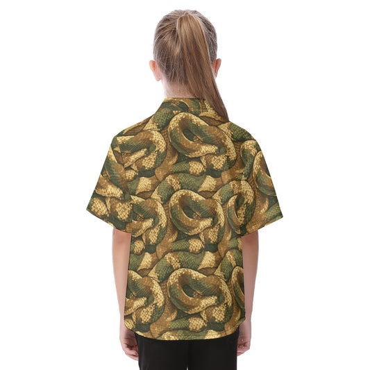 Animal Print - Snake - Kid's Hawaiian Button Up Shirt