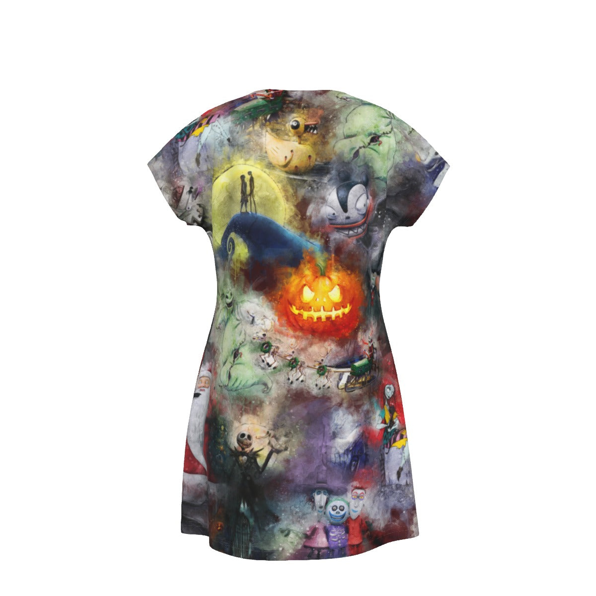 Watercolor Nightmare Town - Women's T-Shirt Dress