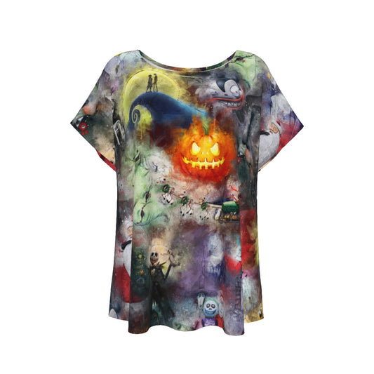 Watercolor Nightmare Town - Women’s Relaxed Fit Scoop Tee