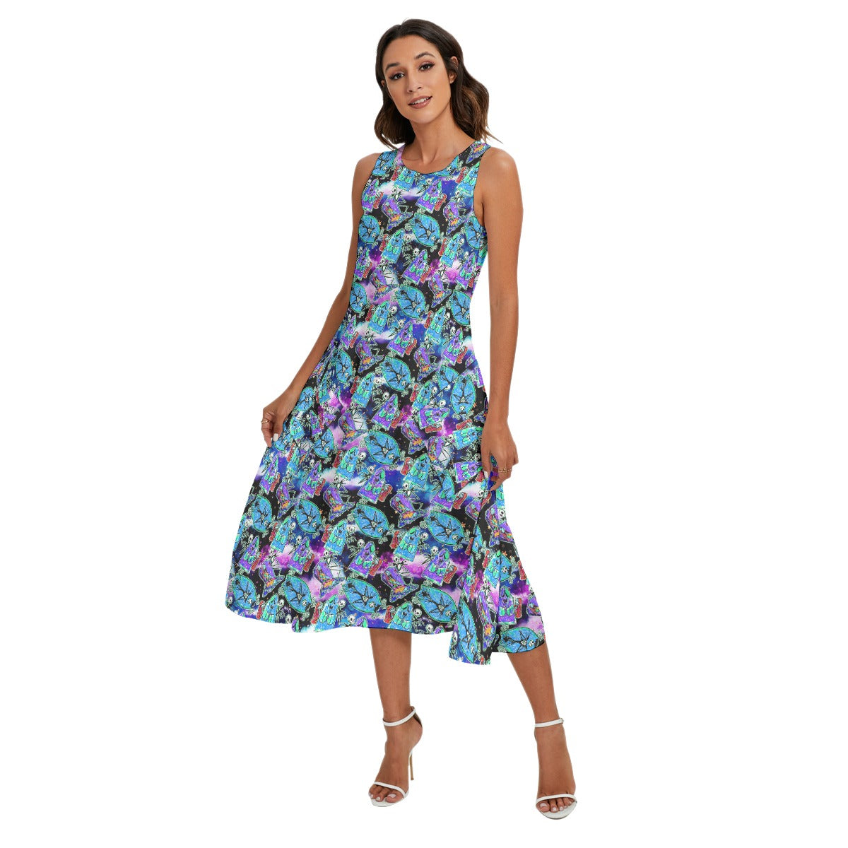 Haunting Romance Sketch - Women's Diagonal Pocket Midi Dress Rainbow Rules Haunting Romance Sketch - Women's Diagonal Pocket Midi Dress Rainbow Rules