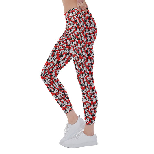 Many Faces of Polka Dot Mouse - Women's Yoga Leggings