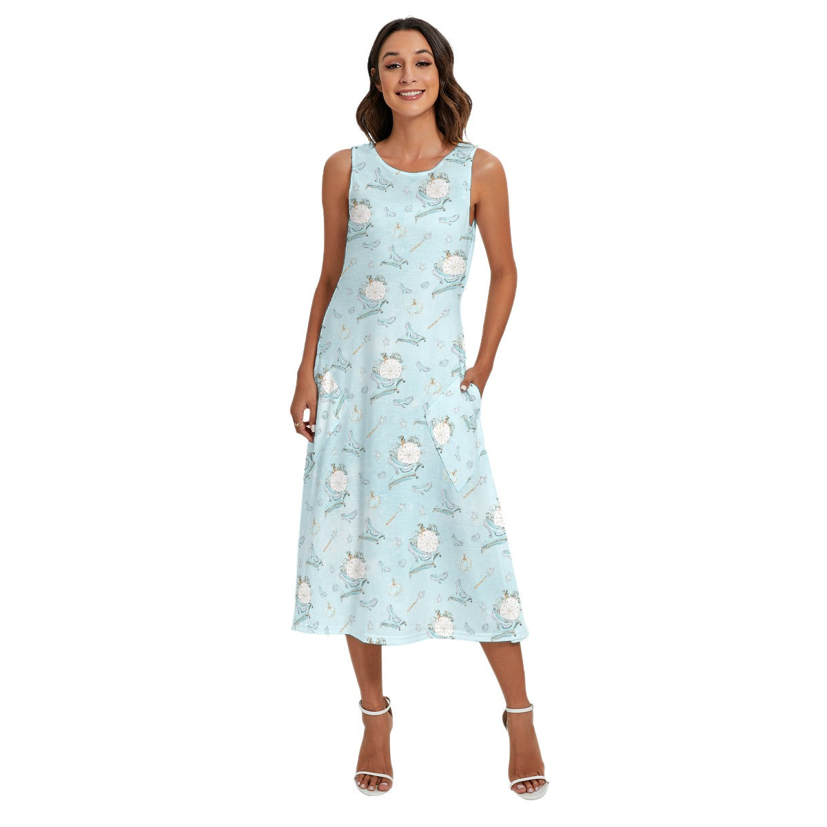 Enchanted Glass Slipper - Women’s Diagonal Pocket Midi Dress