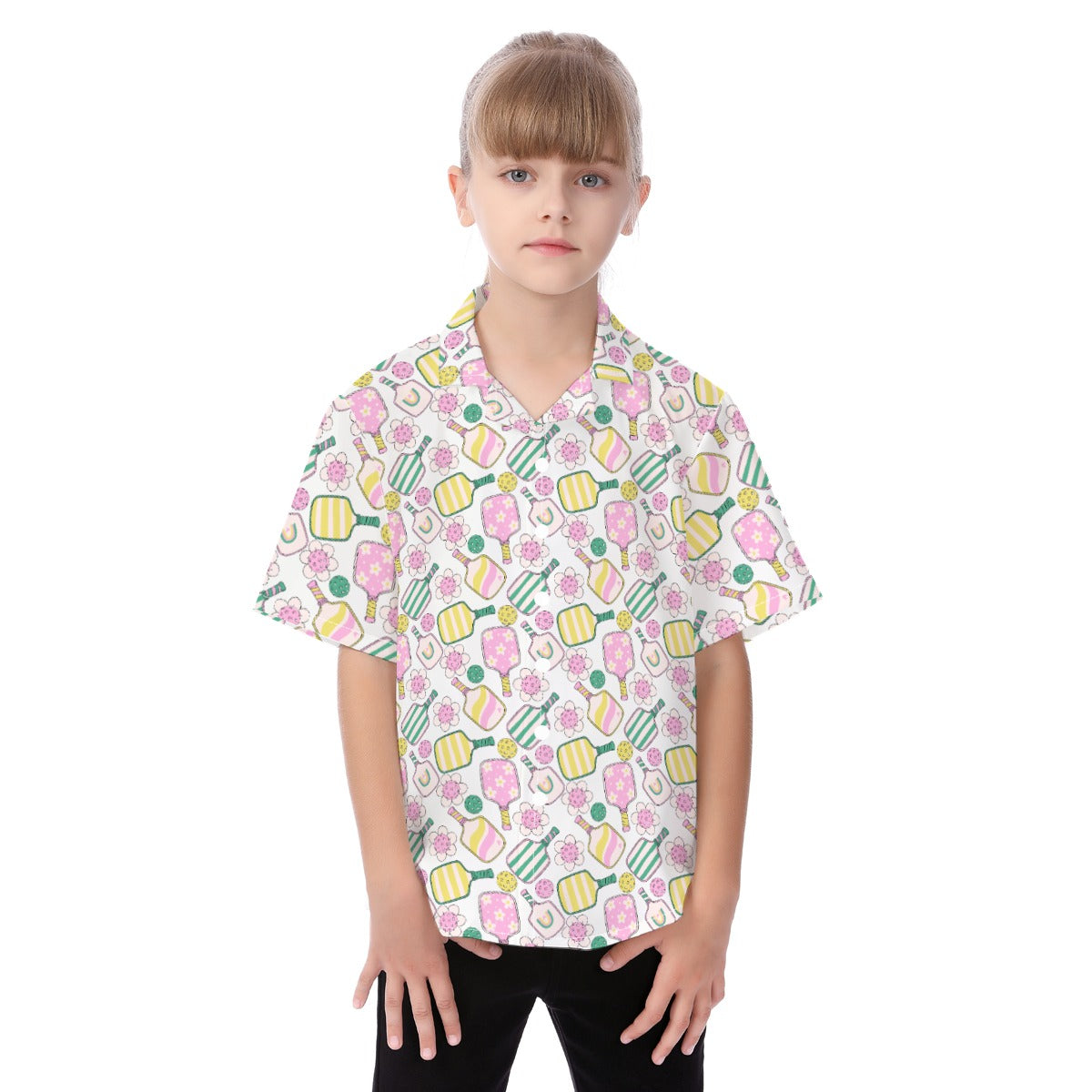Pretty Pickleball Paddles - Kid's Hawaiian Button Up Shirt