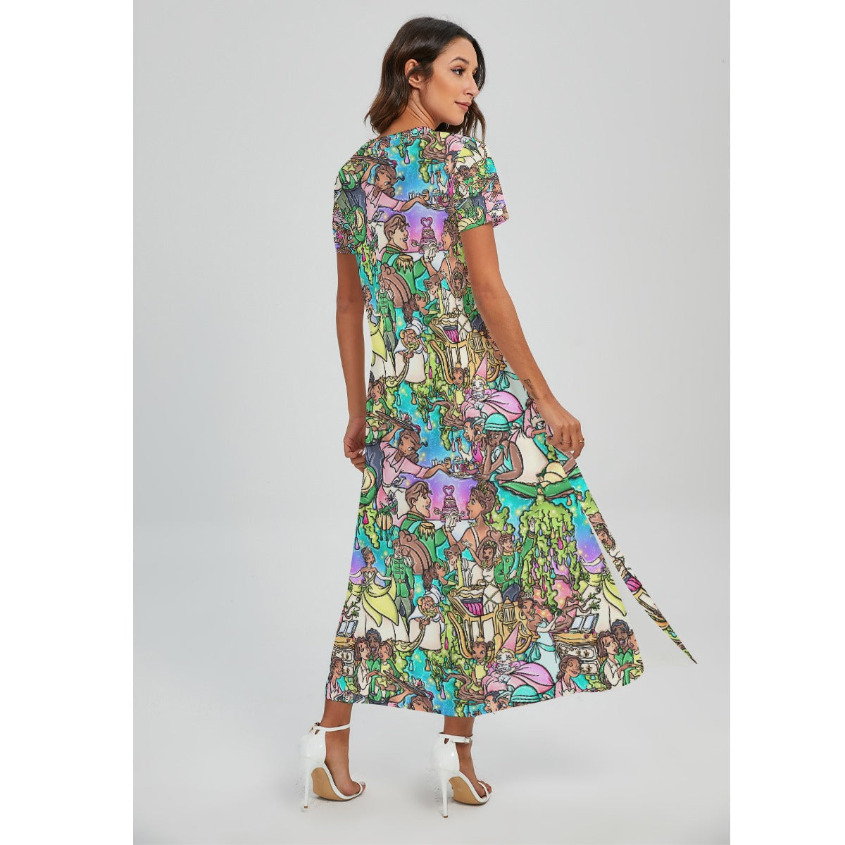 Bayou Princess Storybook Scenes - Women's V-Neck Side Split Maxi Dress