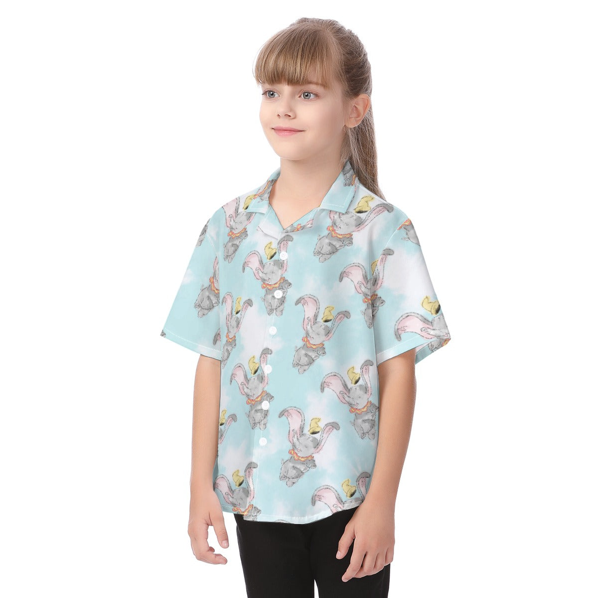 Sketch of Flying Elephant - Kid's Hawaiian Button Up Shirt