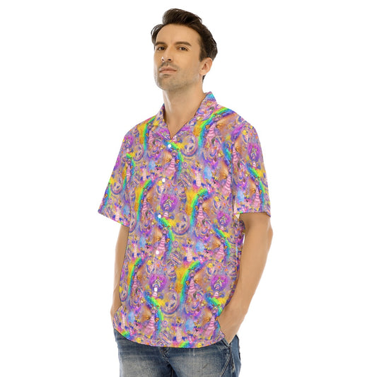 Figment Watercolor Rainbow - Men's Hawaiian Button Up Shirt