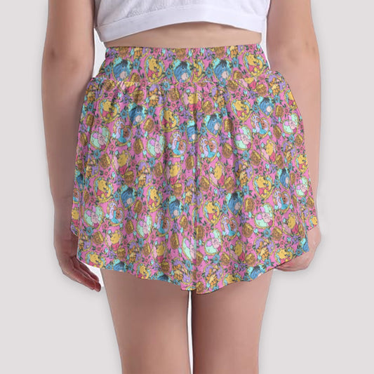 Tattoo Hearts Woodland Friendsends - Girls’ Flowy Pocket Shorts