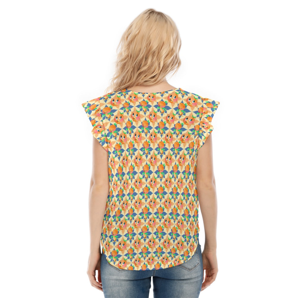 Retro Citrus Play - Women’s Flutter Sleeve Top