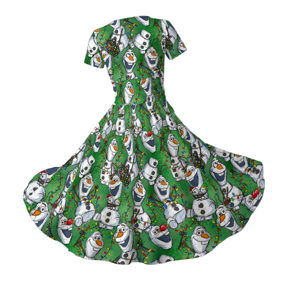 Sketched Snowman Christmas - Women's V-Neck Ruched Midi Dress