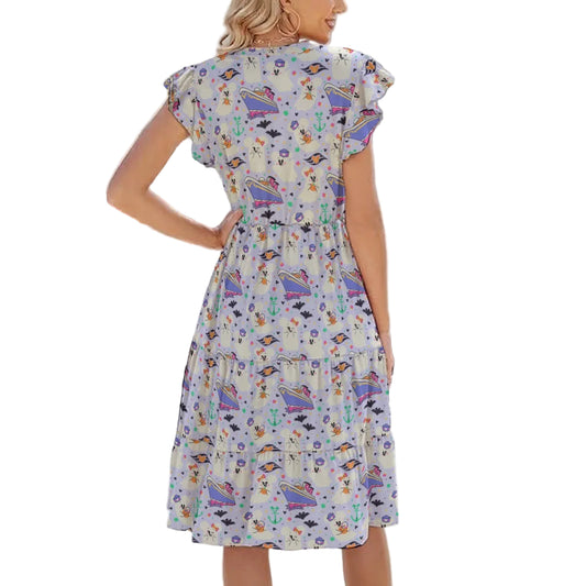 Spooky Sea Ghosts - Women's Tiered Pocket Midi Dress