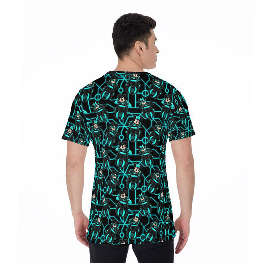 Electric Neon Grid Adventure - Men's Short Sleeve T-Shirt