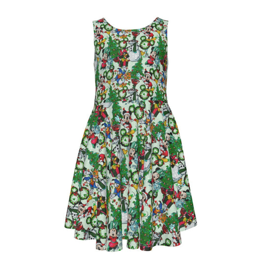 Mouse Friends Christmas Decorationsions - Kid's Sleeveless Skater Dress