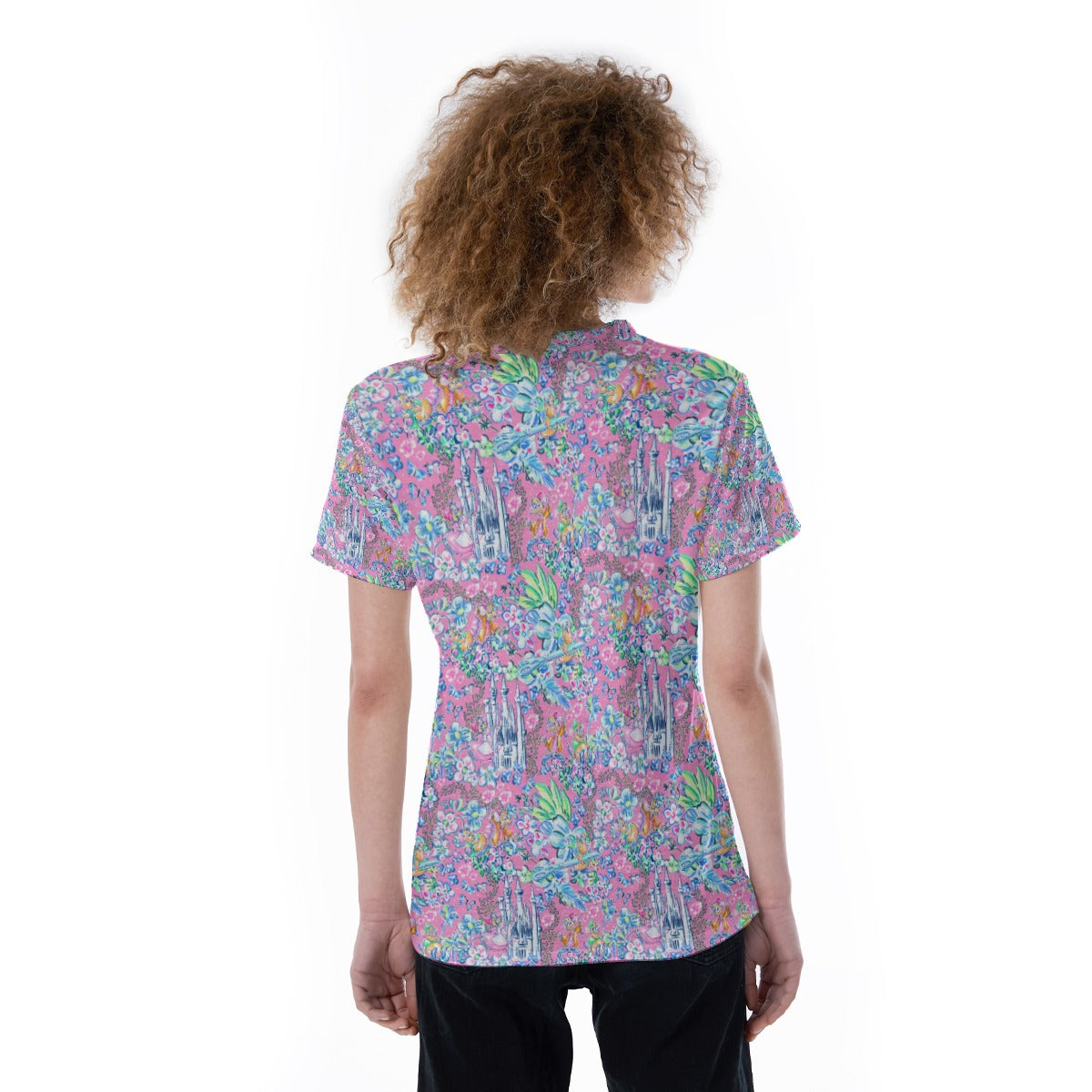 Bright Tropical Dreams - Enchanted Squeaky Helpers - Women's Short Sleeve V-Neck T-Shirt