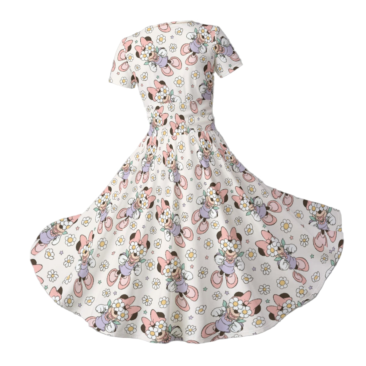 Daisy Crown Delight - Women's V-Neck Ruched Midi Dress