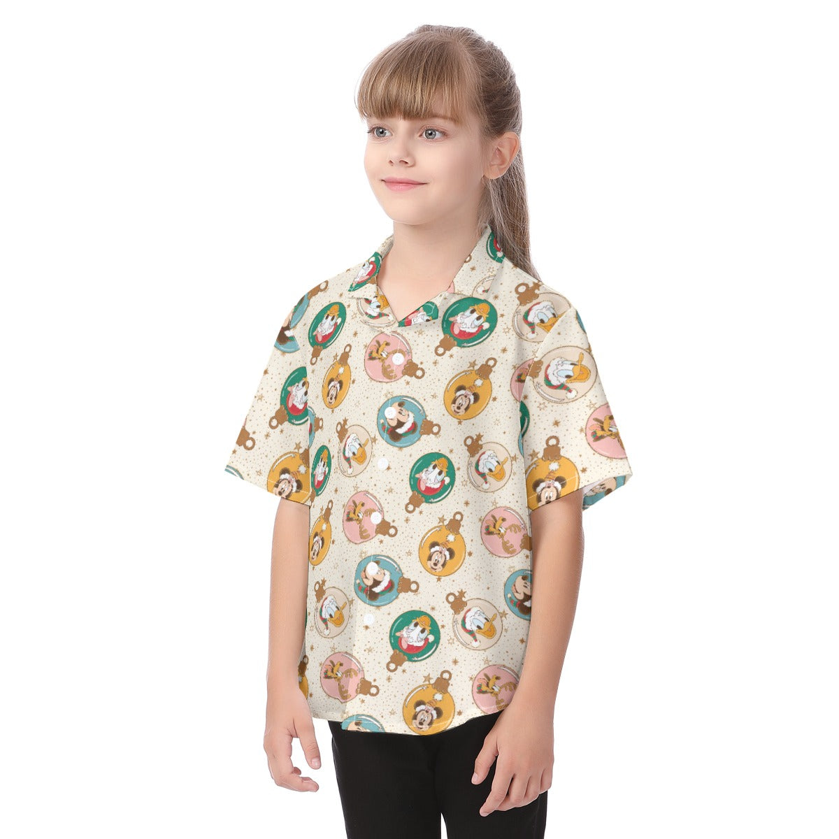Golden Holiday Baubles - Kid's Hawaiian Button Up Shirt