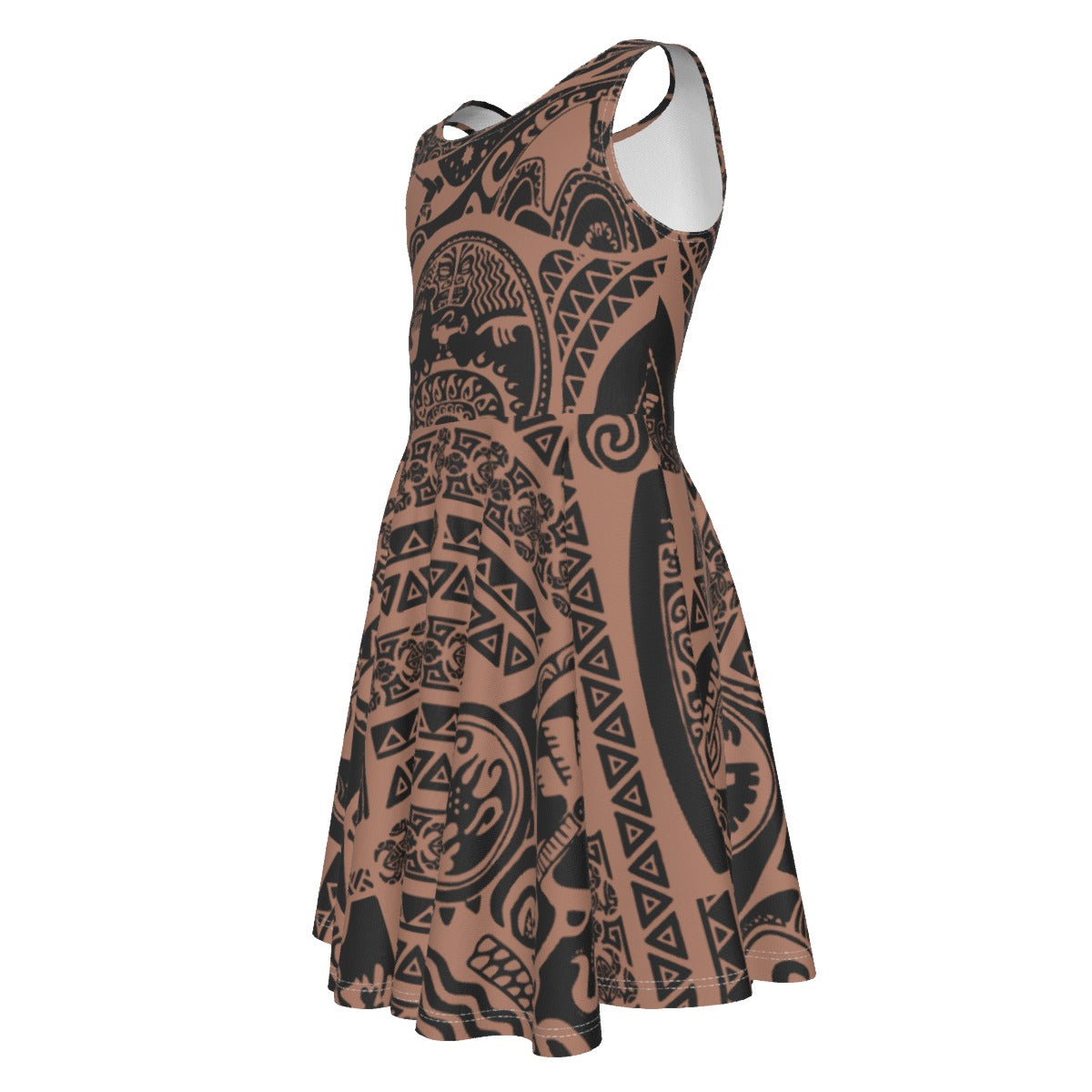 Polynesian Tattoo Motifs- Kid's Sleeveless Skater Dress