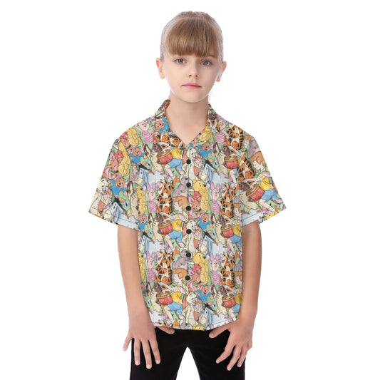 Sketched Hundred Acre Crew - Kid's Hawaiian Button Up Shirt