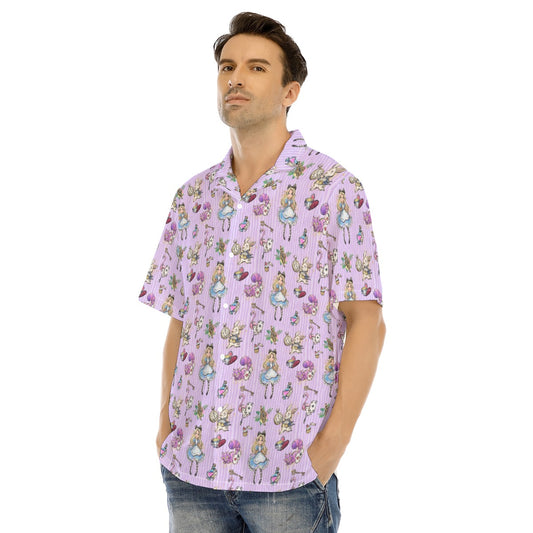 Whimsical Curious Adventure - Men's Hawaiian Button Up Shirt