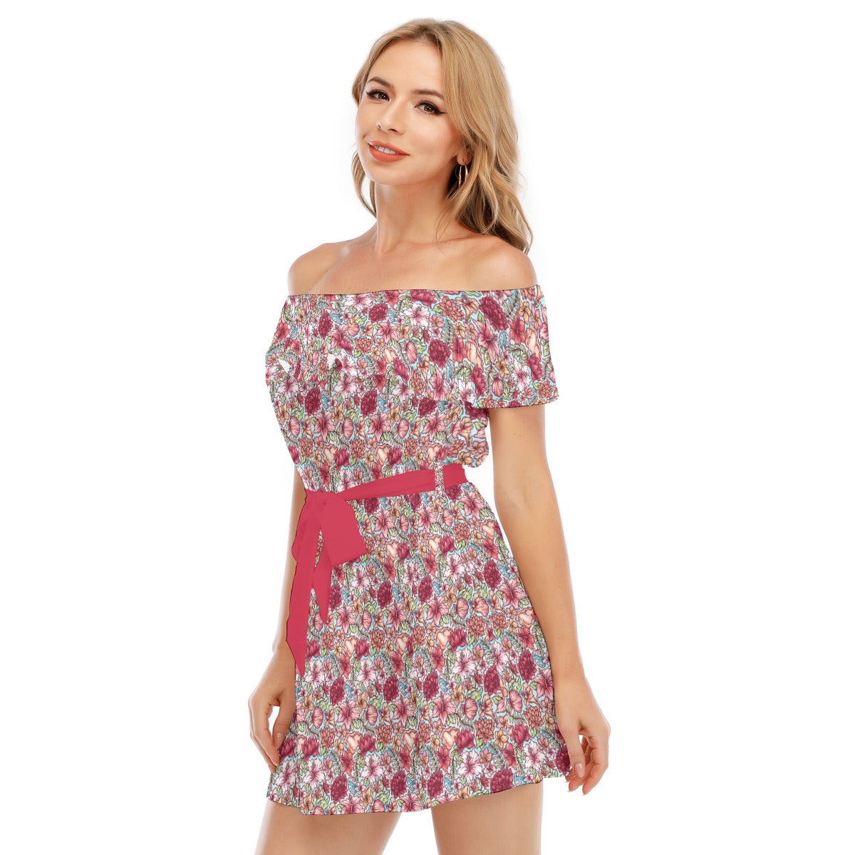 Fairytale Florals – Island Princess - Women's Off-shoulder Ruffle Dress