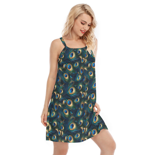 Animal Print - Peacock - Women’s Adjustable Sundress