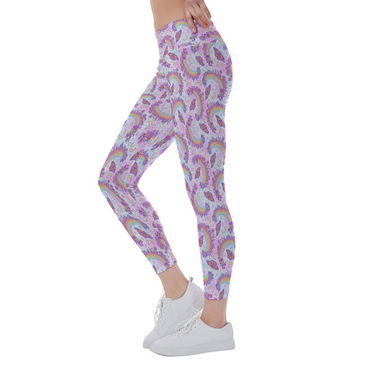 Monarch Butterflies & Rainbows - Women's Yoga Leggings