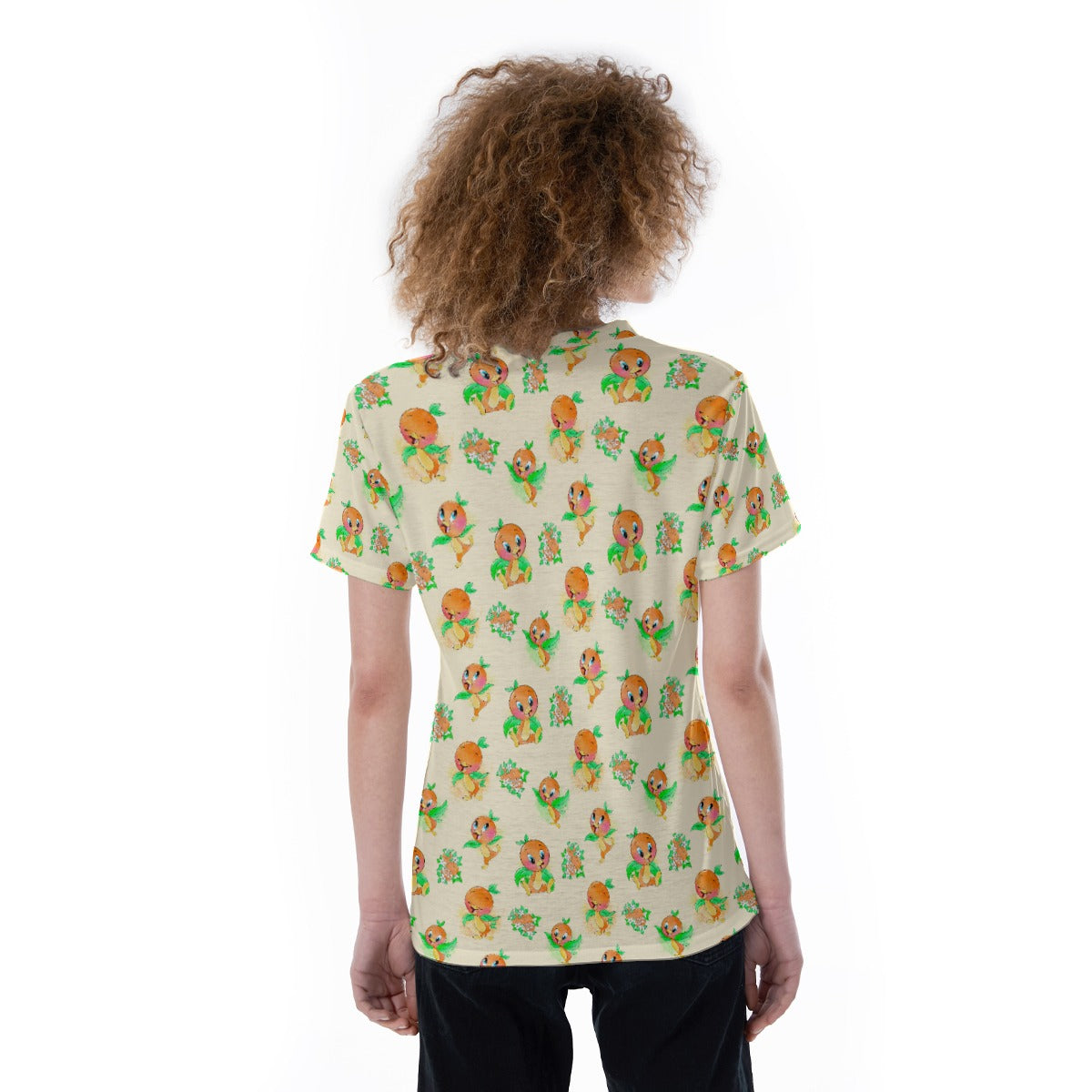 Citrus Charm Bird - Women's Short Sleeve V-Neck T-Shirt