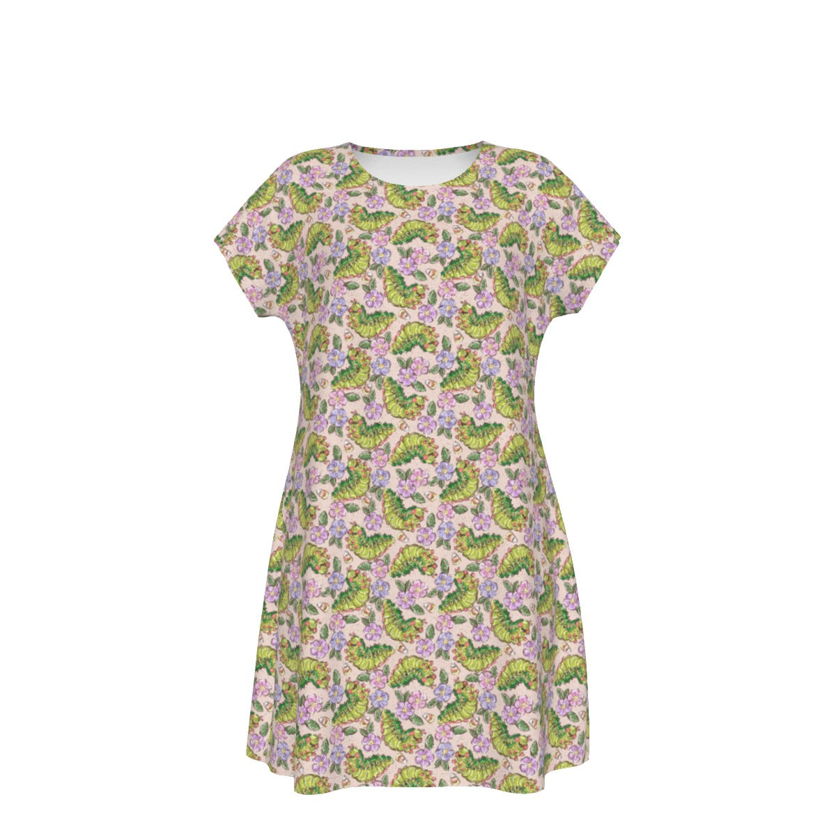 Cheerful Caterpillar Garden - Women's T-Shirt Dress