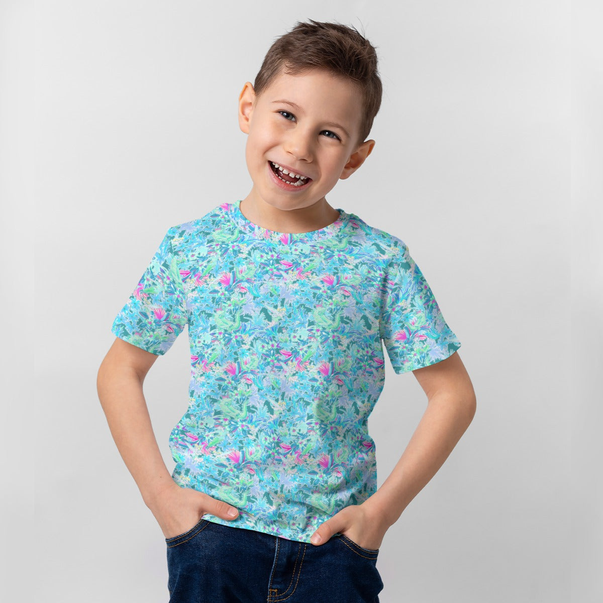 Bright Floral Flight - Neverland Adventure - Kid’s Short Sleeve T-Shirt