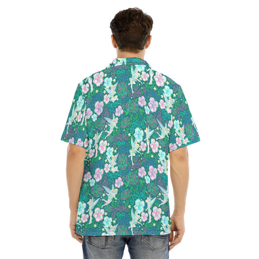 Pixie in Neon Blooms - Men's Hawaiian Button Up Shirt