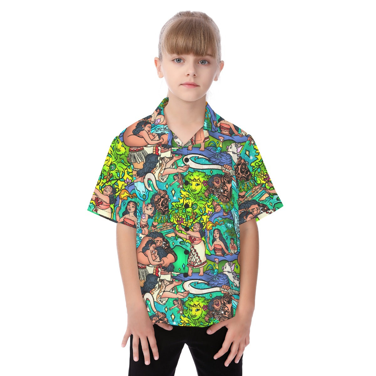Ocean Voyager Storybook Scenes - Kid's Hawaiian Button Up Shirt