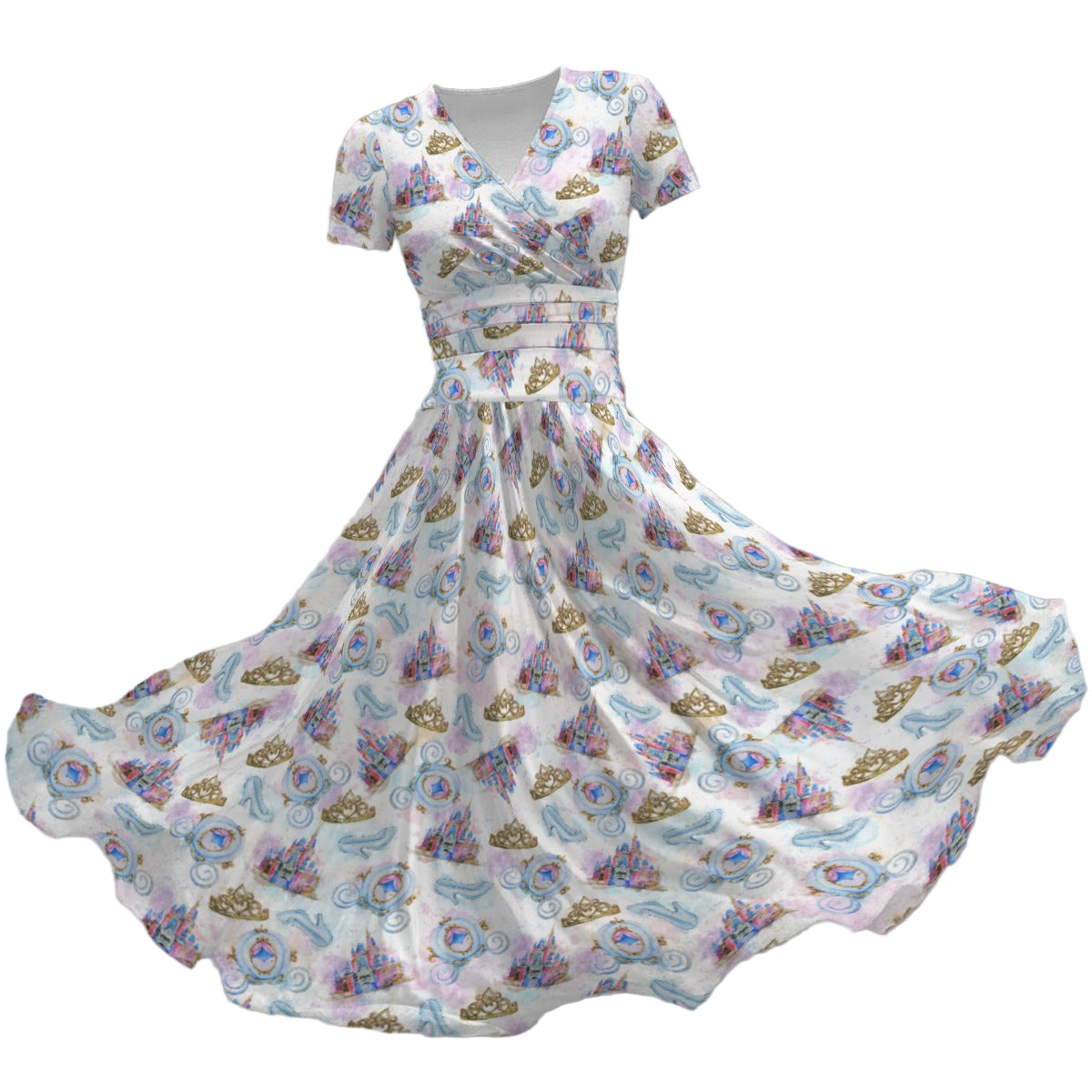 Watercolor Fairytale Fantasy - Women's V-Neck Ruched Midi Dress