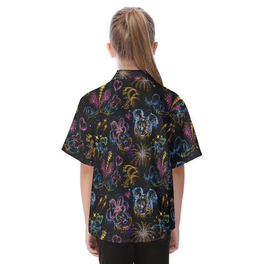 Mouse Friends’ Love in the Sky - Kid's Hawaiian Button Up Shirt