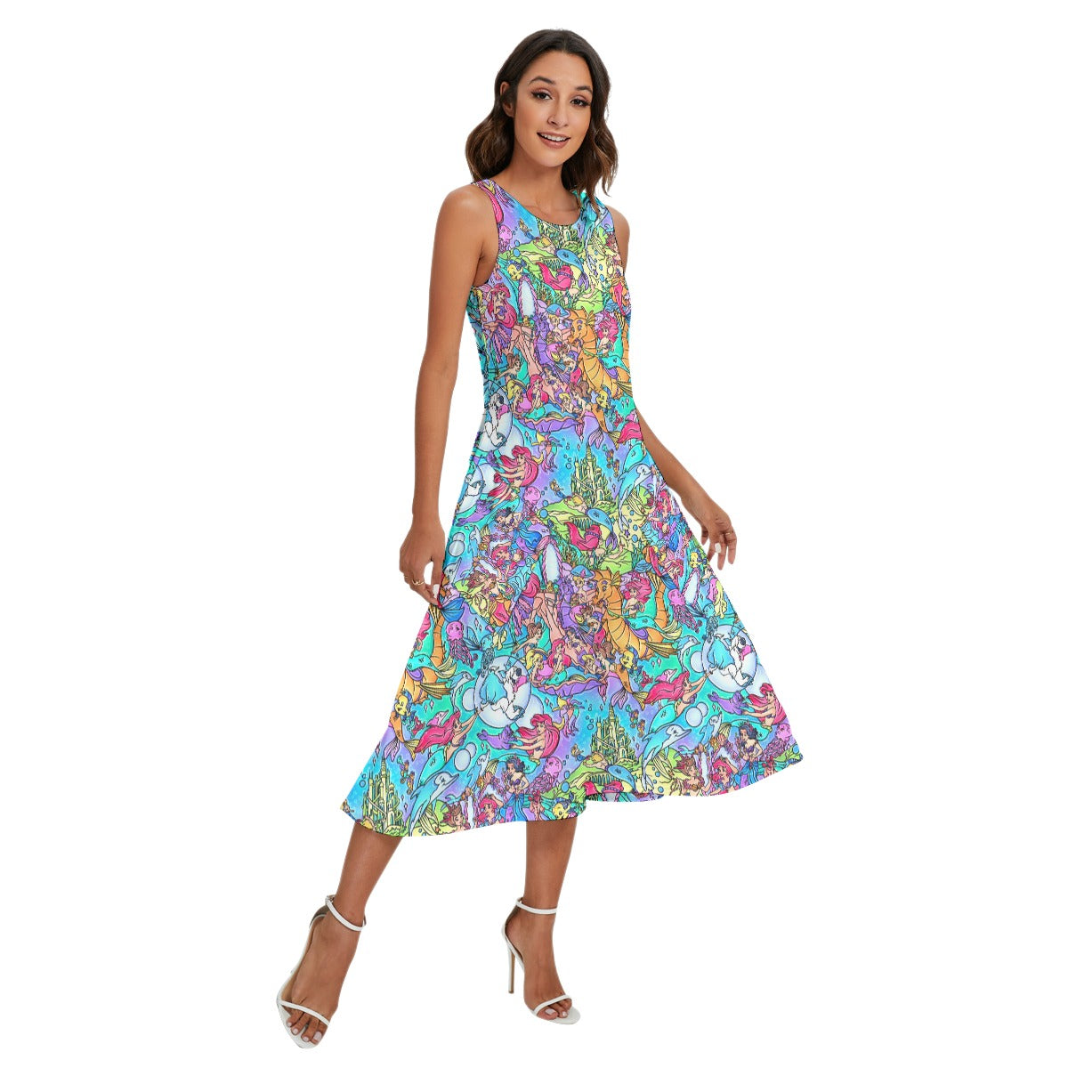 Under the Sea Storybook Scenes - Women’s Diagonal Pocket Midi Dress