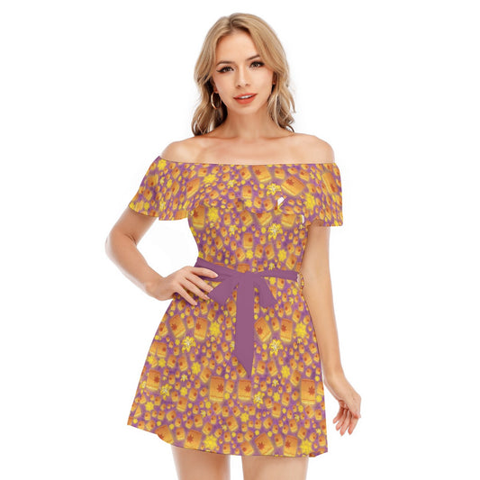 Lantern Glow Festival - Women's Off-shoulder Ruffle Dress