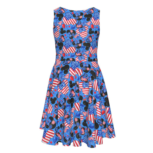 Mouse Fourth of July Celebration - Kid's Sleeveless Skater Dress