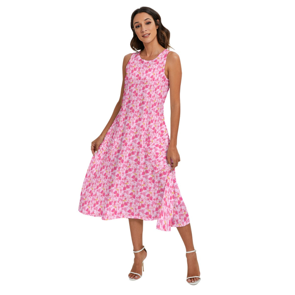 Fruitimals - Cherry Kittens - Women’s Diagonal Pocket Midi Dress