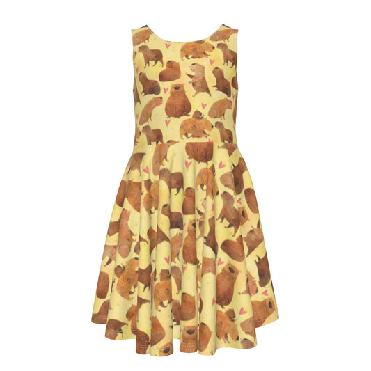 Capybara Love - Kid's Sleeveless Skater Dress