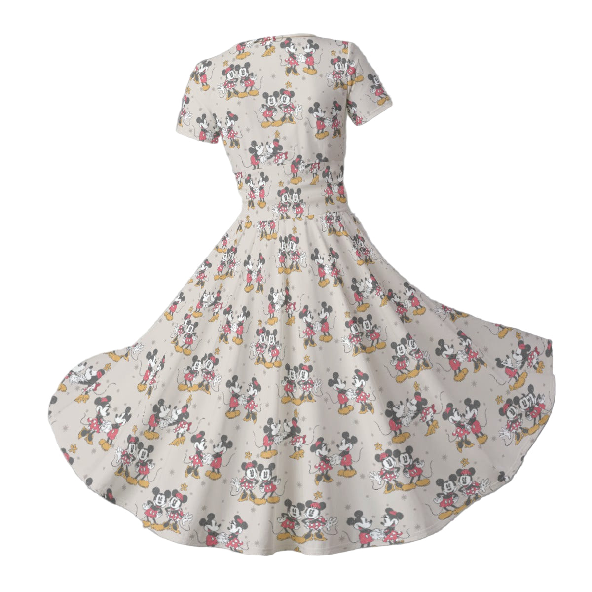 Retro Mouse & Partner - Women's V-Neck Ruched Midi Dress